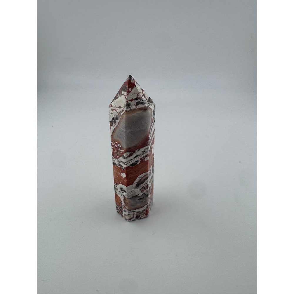 New Money Agate Tower Point Polished Crystal Obelisk Stone 3.64in